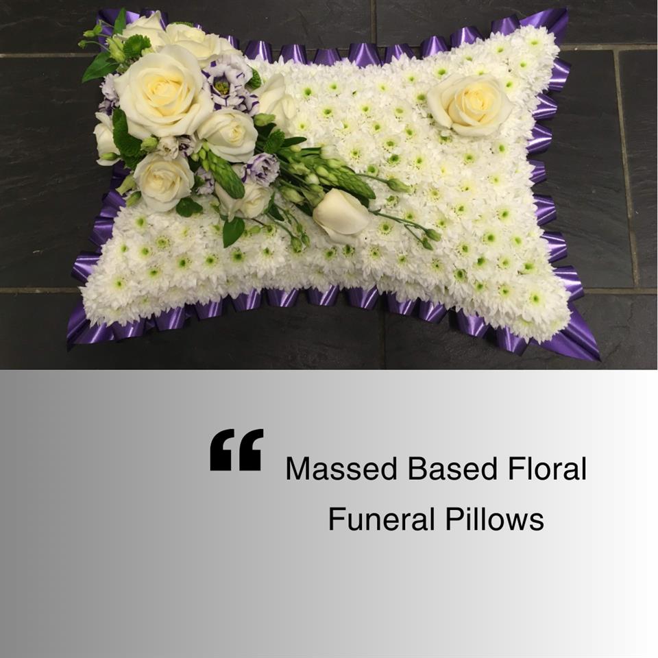 Massed Based Floral Funeral Pillows funeral flowers cornwall